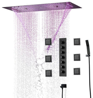 Remote Controlled Led Musical Shower System, Matte Black D - Remote Control Ligh