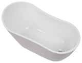 55" Freestanding Acrylic Bathtub, White/Integrated Overflow