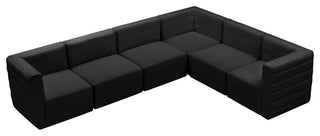 Quincy Velvet Upholstered 6-Piece L-Shaped Modular Sectional, Black