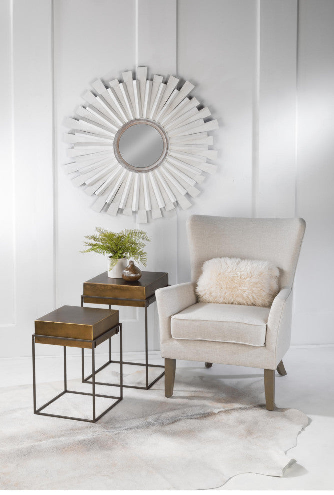 Metal Convertible Side Tables Set of 2, Burnished Gold