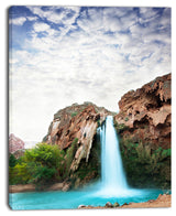 Amazing Waterfall under Cloudy Sky, Oversized Landscape Canvas Art, 12"x20"