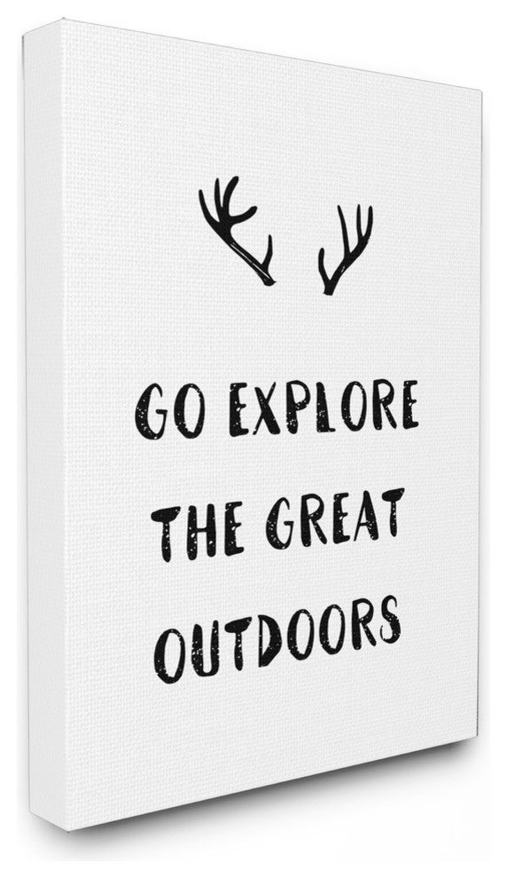 "Go Explore The Great Outdoors Antlers" 30x40, XXL Stretched Canvas Wall Art