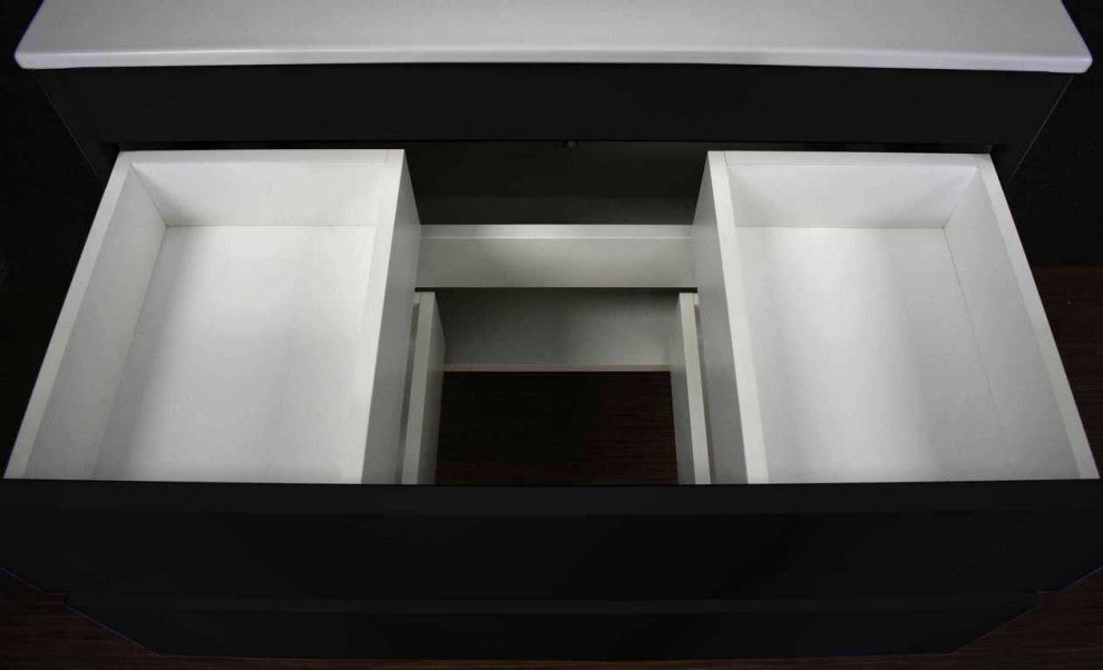 Salt 20Dx36" Floating Bathroom Vanity, Glossy Black, Cabinet Only