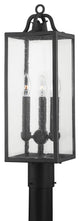Caiden 3-Light Exterior Post Light, Forged Iron Frame, Clear Seeded Glass