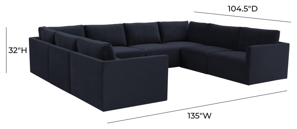 Willow Navy Modular Large U Sectional