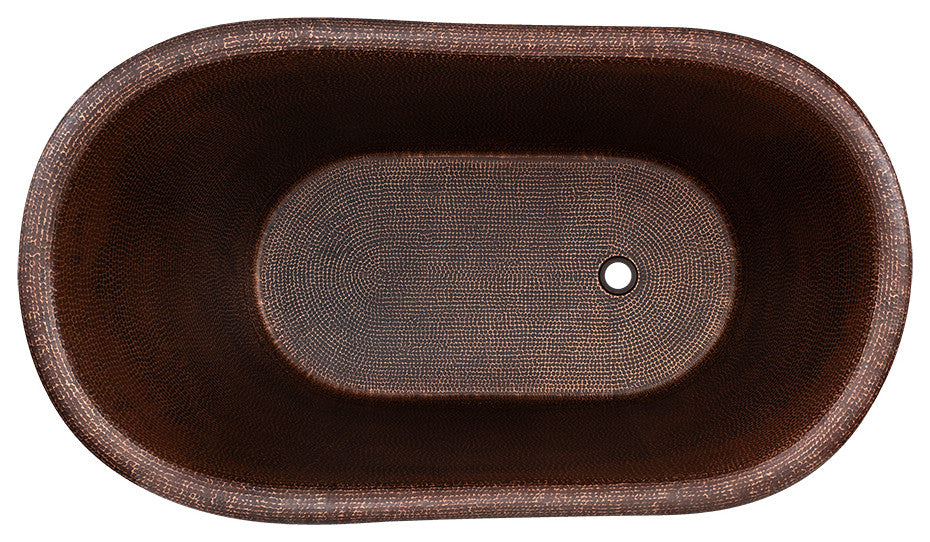 Premier Copper Products BTS52DB 52" Small Hammered Copper Single Slipper Bathtu
