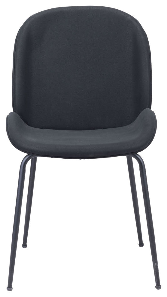 Dining Chair, Set of 2, Steel Metal, Fabric, Black, Black, Kitchen Cafe Bistro