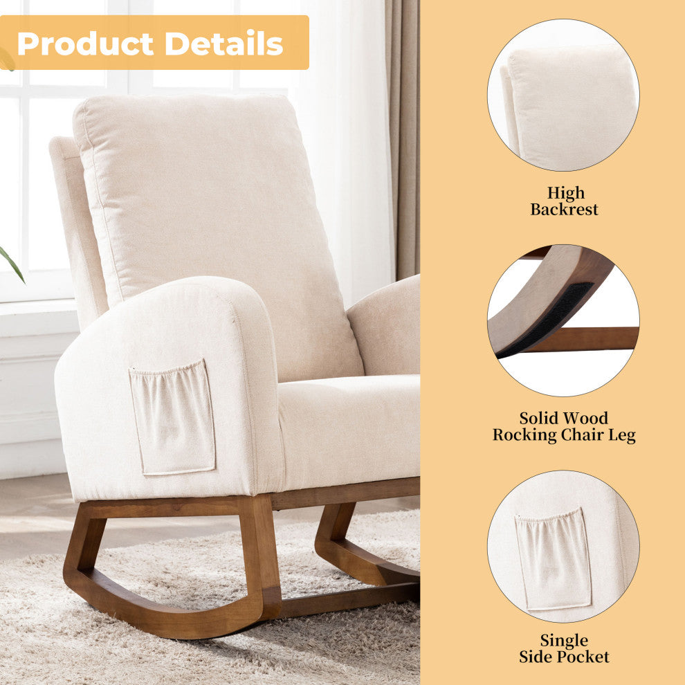Gewnee Recliner Armchair with Wood Legs and Side Pocket