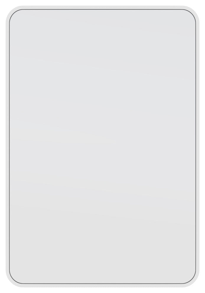 22" W X 32" H Radius Corner Stainless Steel Framed Mirror, White