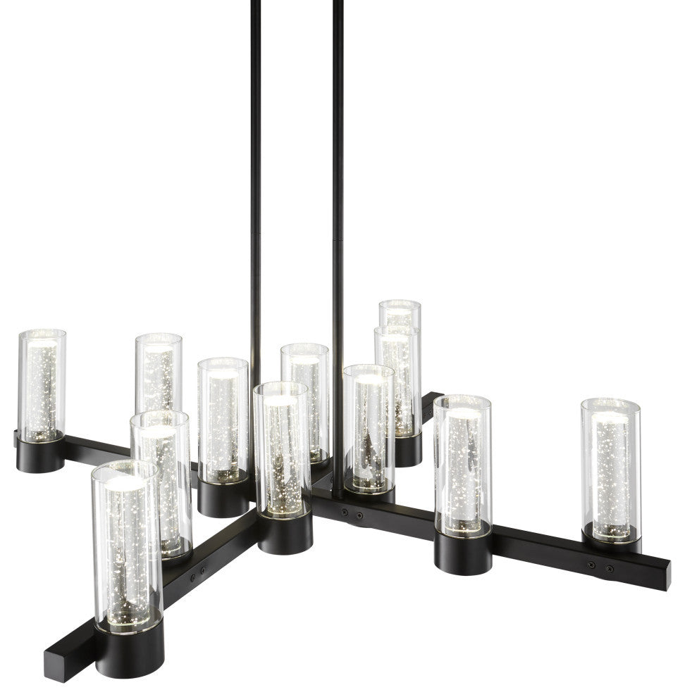 Victory 12 Light Dimmable Crystal Chandelier, Matte Black