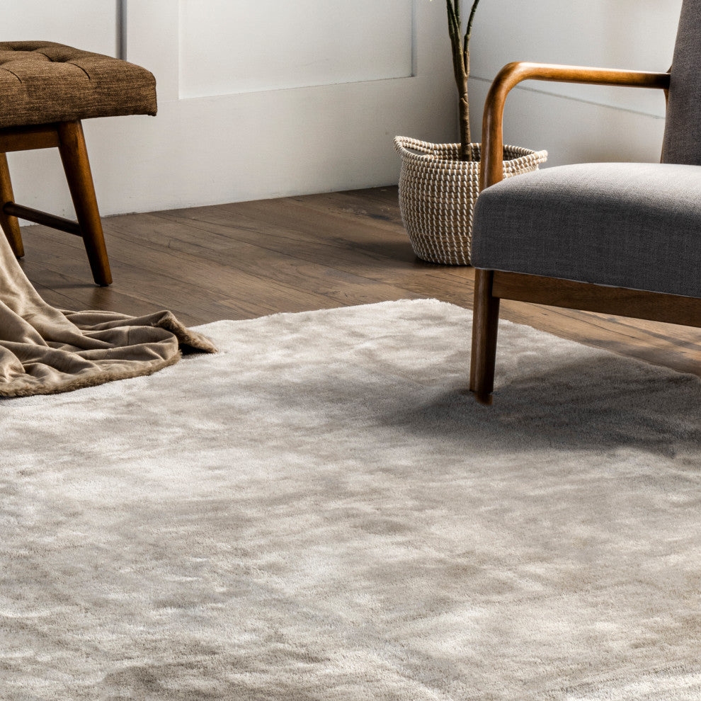nuLOOM Loni Solid Machine Washable Shag Area Rug, Beige, 8'x10'