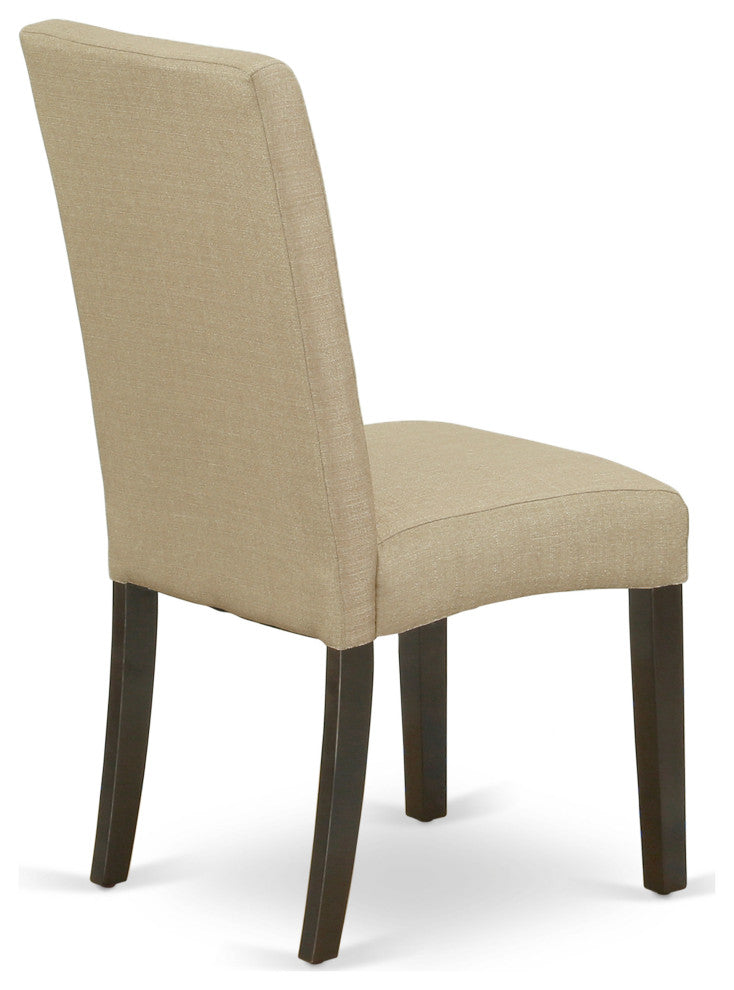 Parson Chair With Cappuccinoleg and Linen Fabric, Brown Color, Set of 2