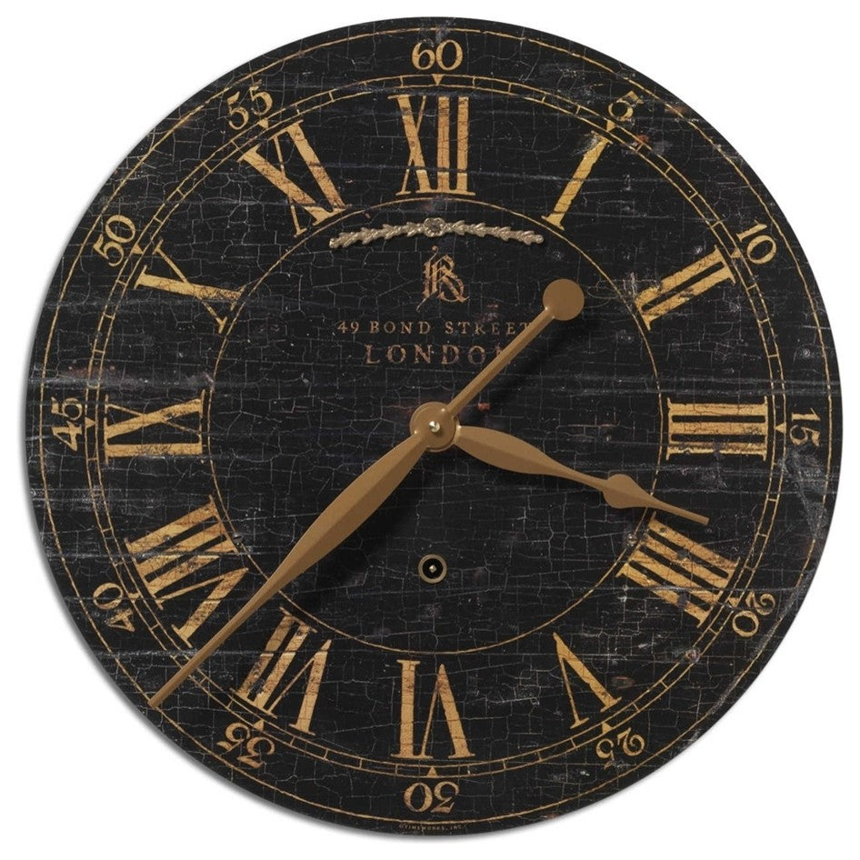 Bond Street 18" Black Wall Clock" By Designer NA