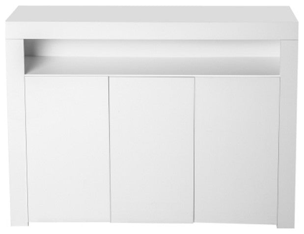 White sideboard TV storage table modern kitchen cabinet with 16 RGB LEDs