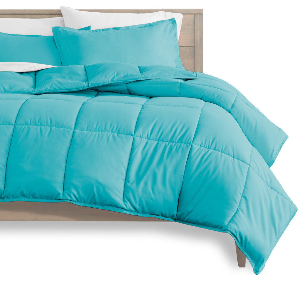 Bare Home 5-Piece Twin Bed-in-a-Bag, Aqua, White