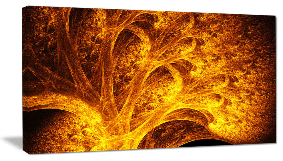 Magical Yellow Psychedelic Tree, Abstract Art on Canvas, 32x16