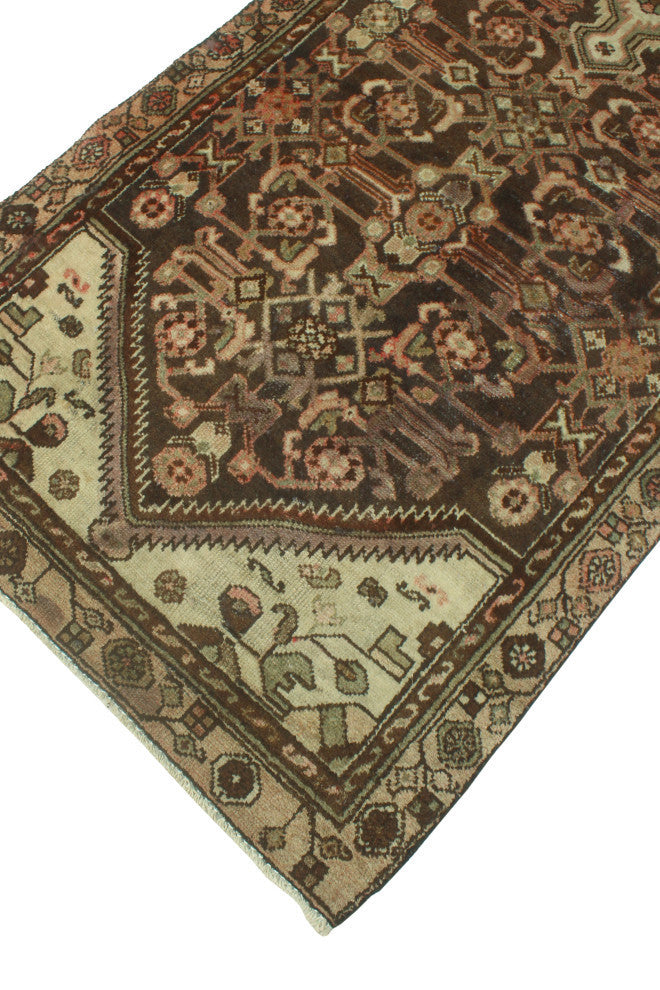 Fine Vintage Distressed Mina Brown/Rose Runner, 2'10x8'10