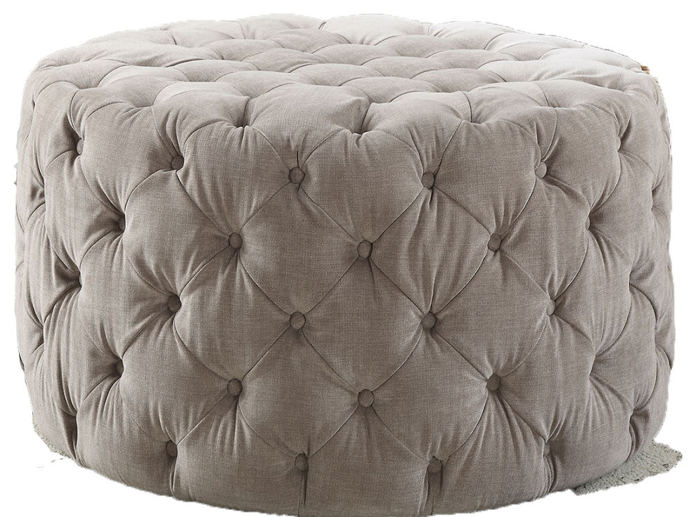 Ottoman, Beige Fabric Fabric, Foam, TB117-2013 Beige Fabric