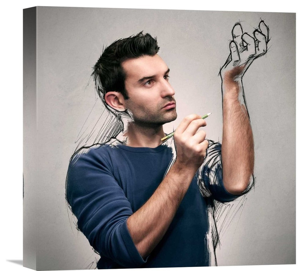 "The Power Of The Sketch" Canvas Giclee by Sebastien Del Grosso, 16"x16"