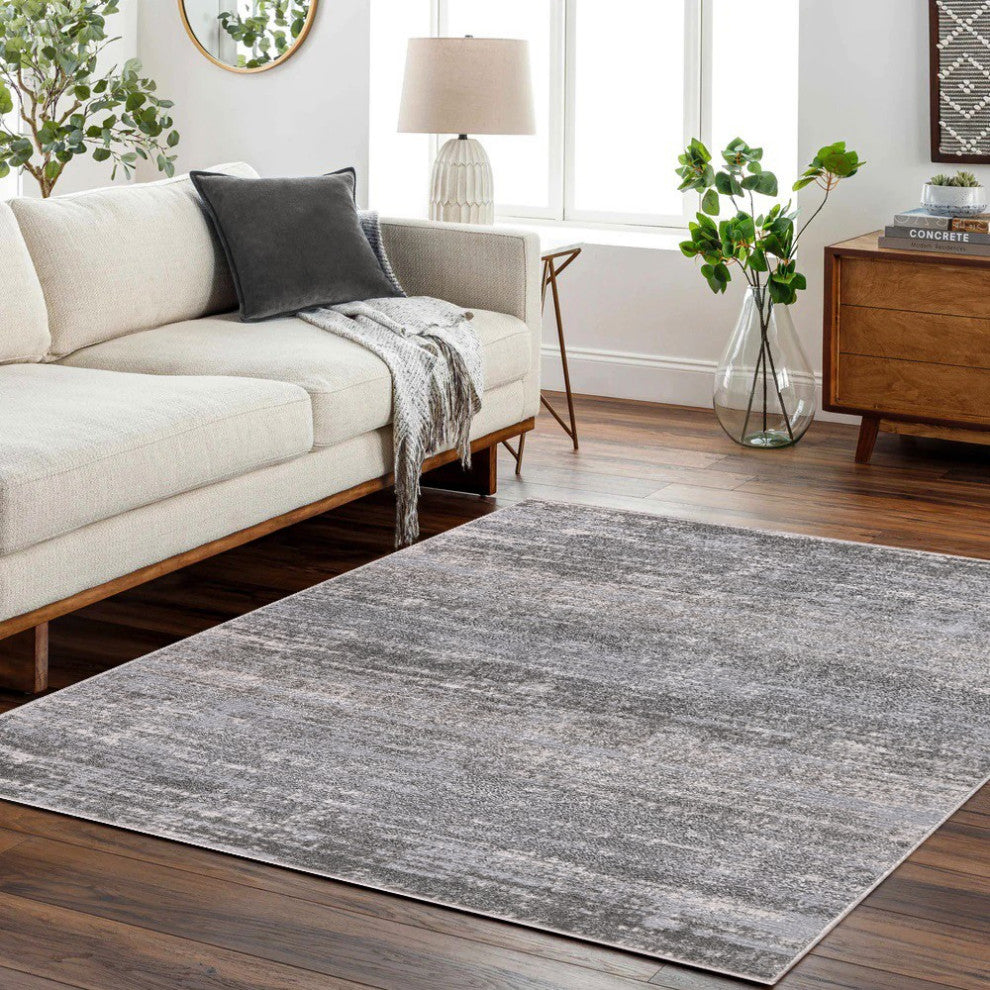 High-Low Hudson Gray/Ivory Rug, Gray, 8'8"x12'