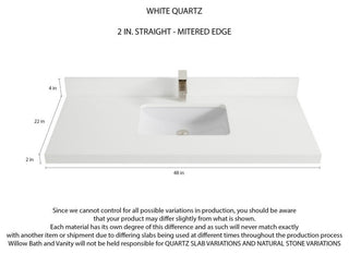 Elizabeth 48 Single Sink Bath Vanity in Light Natural Teak 2" White Quartz