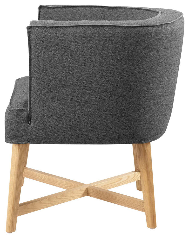 Accent Chair, Fabric, Wood, Gray, Modern, Living Lounge Hotel Hospitality