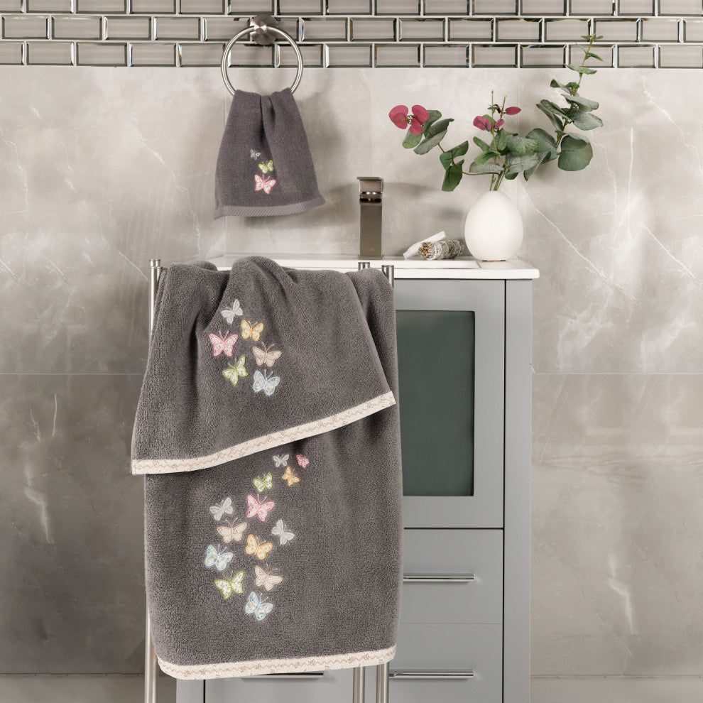 Linum Home Textiles 100% Turkish Cotton MARIPOSA 4PC Embellished Towel Set