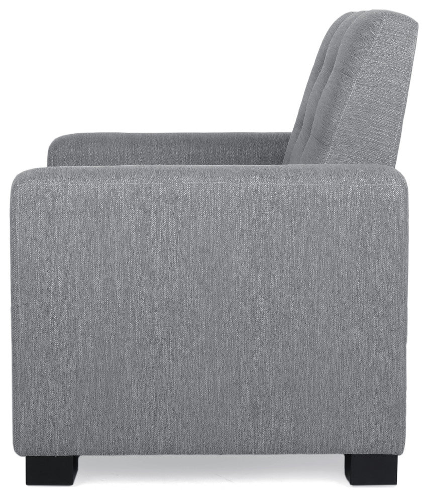 Langseth Contemporary Tufted Pushback Recliner, Grey/Dark Brown, Fabric