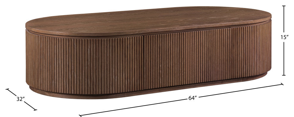 Moana Wood Storage Coffee Table, Brown, 64" W X 32" D