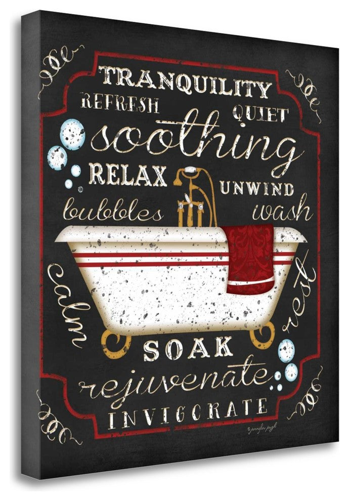 "Bath I - Black And Red" By Jennifer Pugh, Giclee Print on Gallery Wrap Canvas