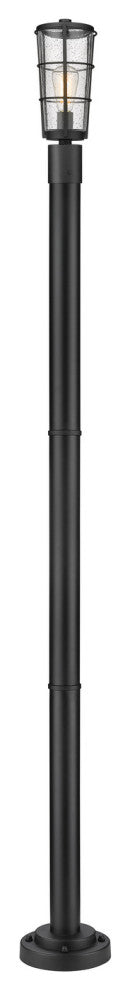 Zlite 591PHM-567P-BK 1-Light Outdoor Post Mounted Fixture, Clear Seedy