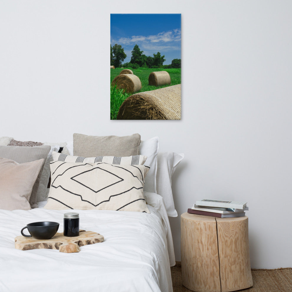 Hay Whatcha Doin in the Field Landscape Photo Canvas Wall Art Print, 24" X 36"