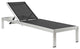 Silver Beige Shore Chaise with Cushions Outdoor Patio Aluminum Set of 4