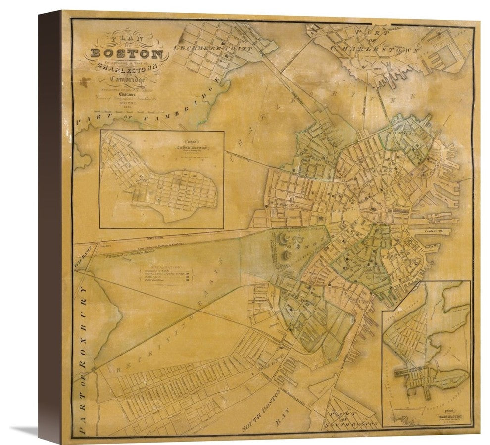 "Boston, 1835" Stretched Canvas Giclee by George G. Smith, 16"x16"