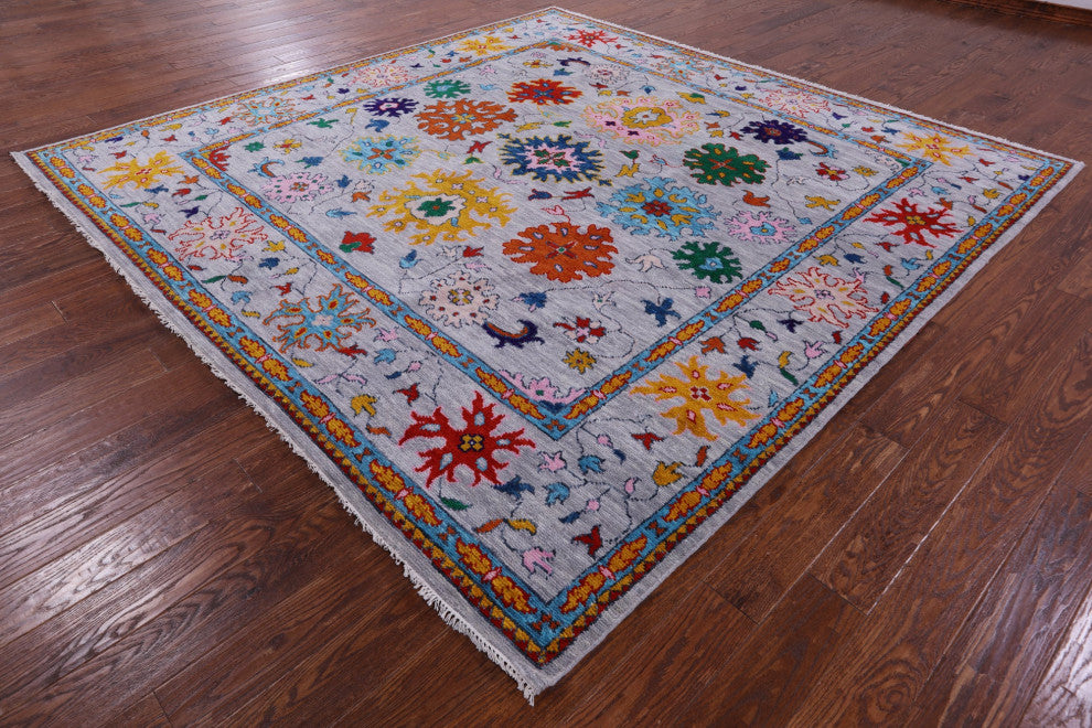 9' Square Turkish Oushak Hand Knotted Wool Rug - Q13427