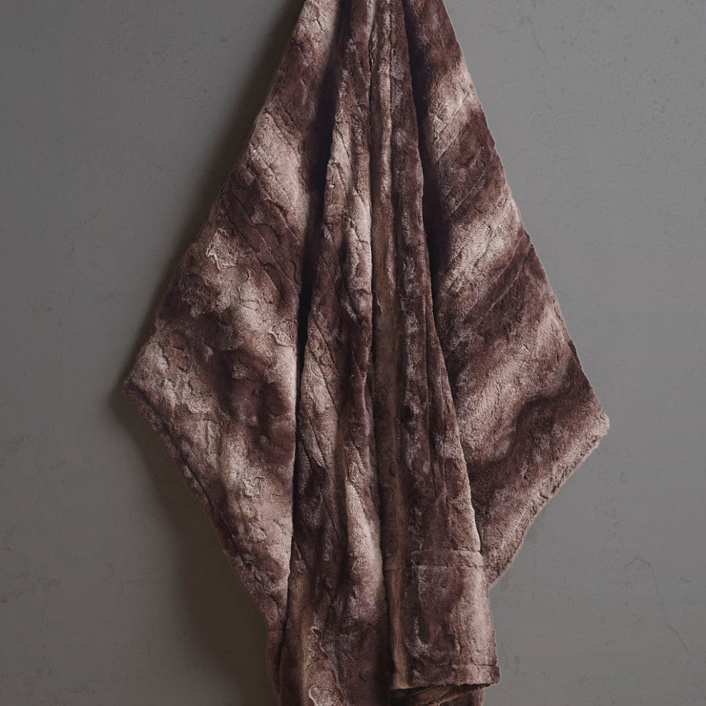 Beautyrest Zuri Oversized Faux Fur Heated Throw, Brown