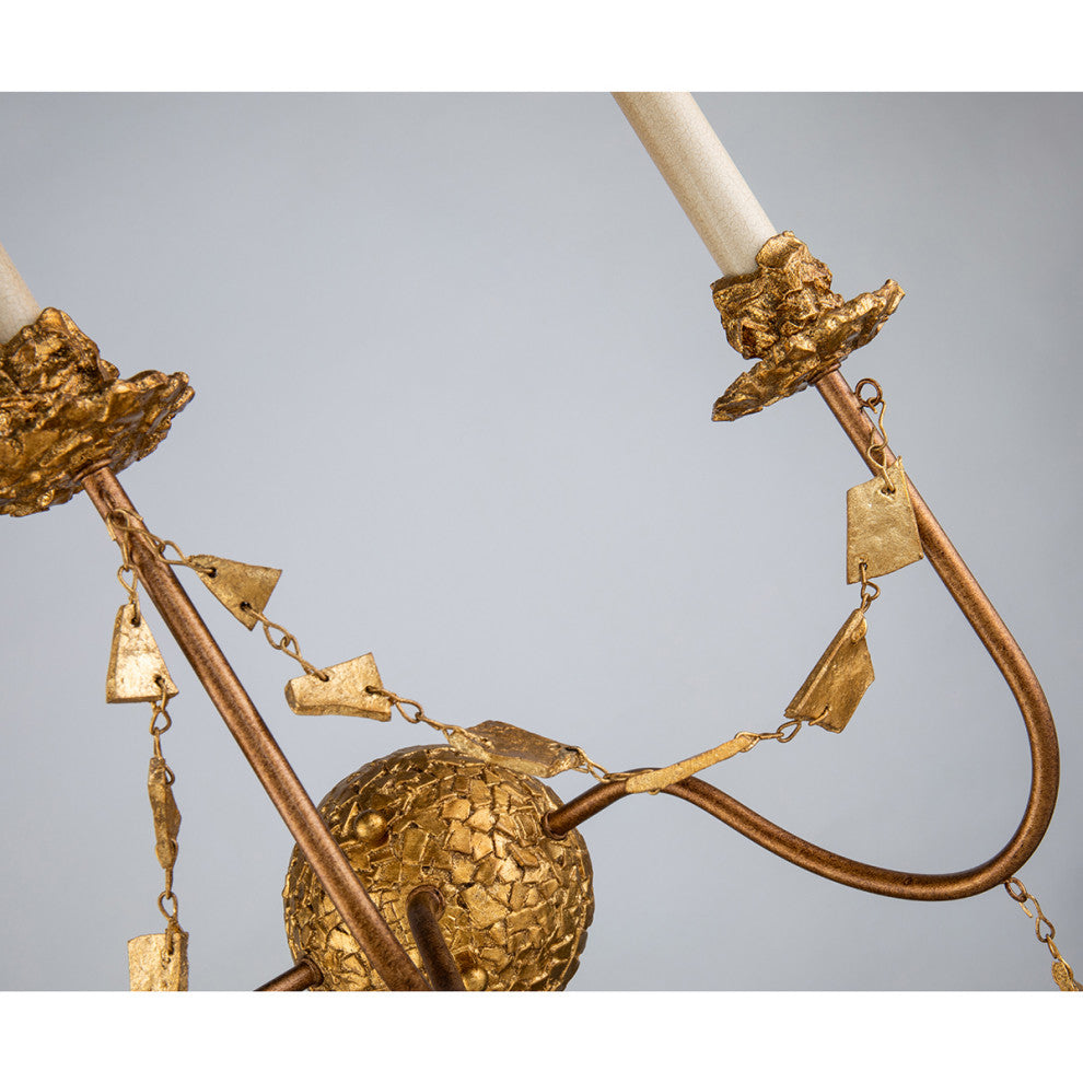 Mosaic 3-Light Flambeau Inspired Wall Sconce, Gold Leaf
