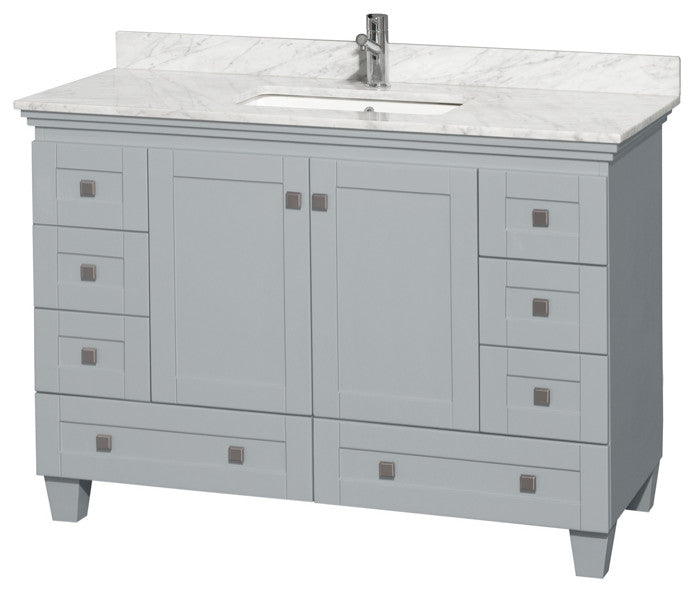 Wyndham WCV800048SOYCMUNSMXX Single Wood Vanity with White Carrera Marble Top
