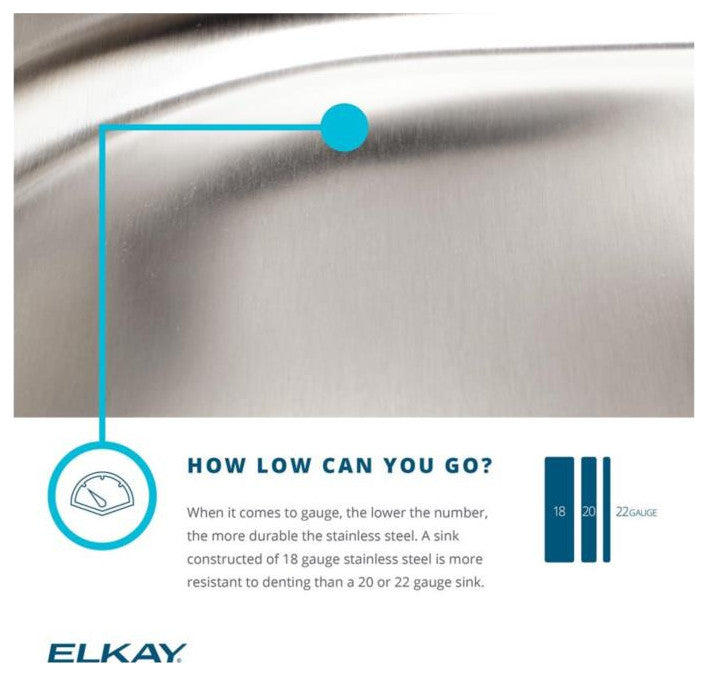 Elkay 13" Bowl Dual Mount 18 Gauge Bar/Prep Kitchen Sink, ECTSR13169TBG3