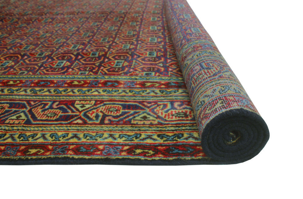 Fine Vintage Distressed Ghulam Blue/Red Rug, 7'0x10'2