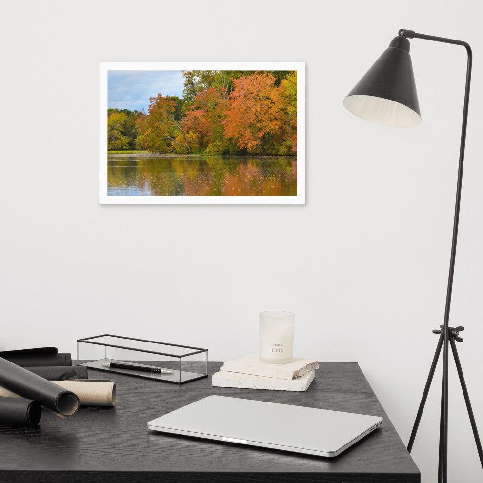 Autumn Tree Line Rural Landscape Framed Photo Paper Wall Art Prints, White, 12" X 18"