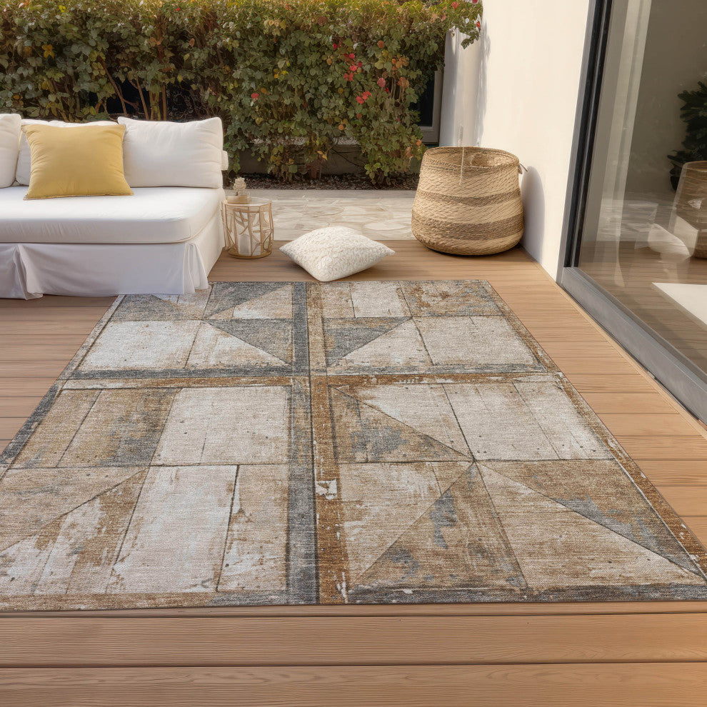 Machine Washable Indoor/Outdoor Chantille ACN1875 Copper 3' x 5' Rug