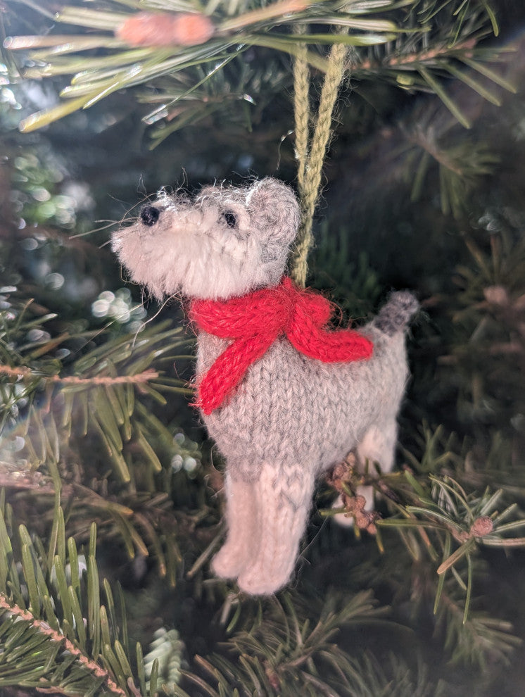 Hand-Knit Schnauzer Christmas Ornament