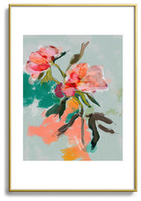 lunetricotee peonies abstract floral Metal Framed Art Print