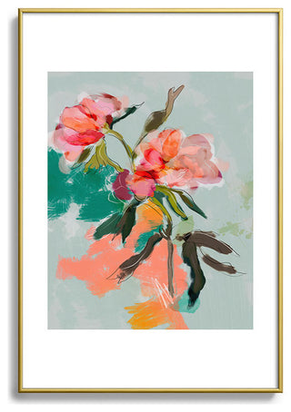 lunetricotee peonies abstract floral Metal Framed Art Print