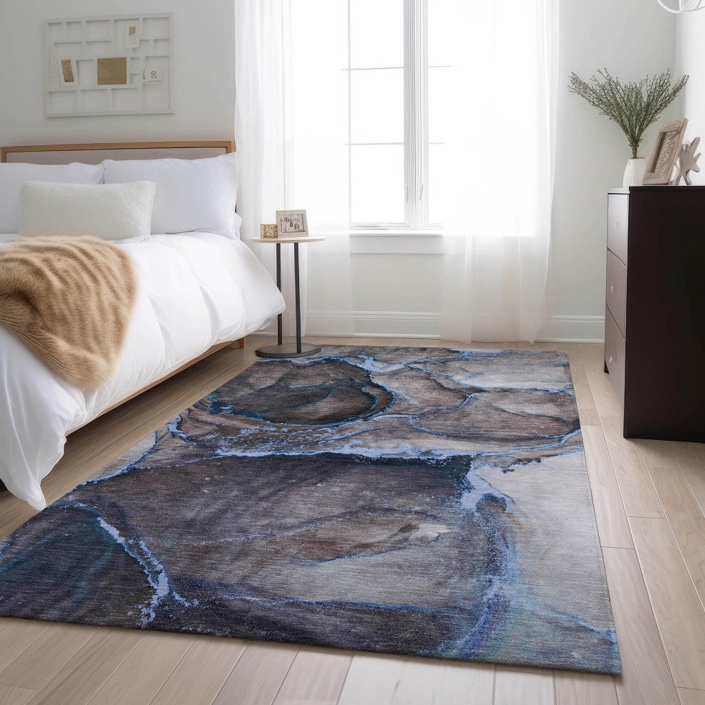 Premium Machine Washable Mayfield AMF525 Navy 5' x 7'6" Rug