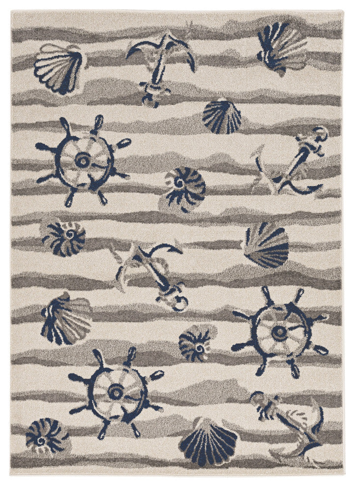 Lucia Ivory Seashore Indoor/Outdoor Accent Rug, Ivory, 7'7" X 10'10"