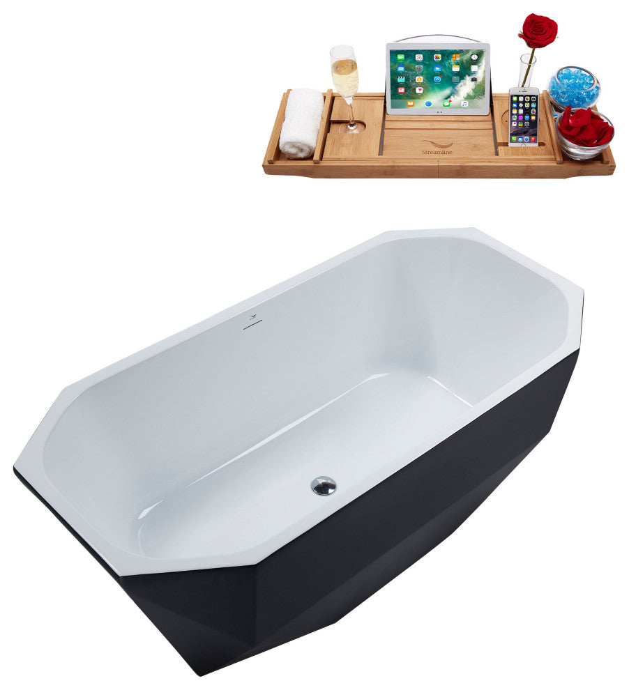 63" Streamline N634CH Freestanding Tub and Tray With Internal Drain