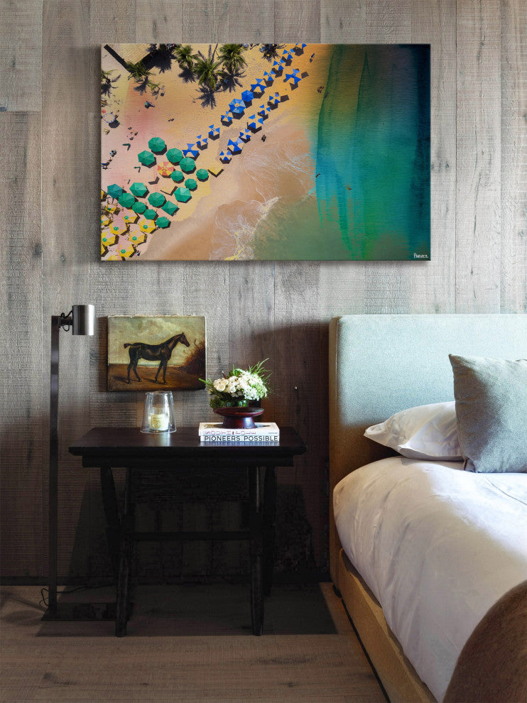 "Umbrella Colors" Painting Print on Wrapped Canvas, 60"x40"
