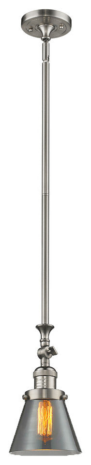 Franklin Restoration Small Cone 1 Light Mini Pendant, Brushed Satin Nickel